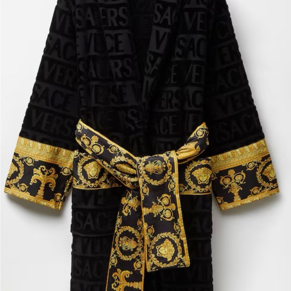 Versace Black Heart Baroque Bathrobe